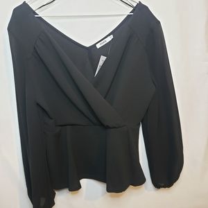 Rickis black cross over babydoll peplum blouse